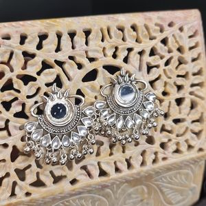 Silver oxidized jhumka earings